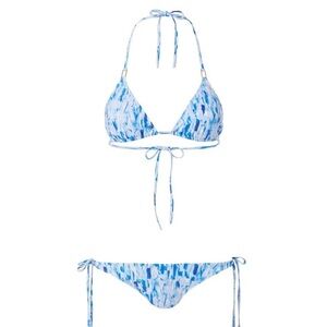 Melissa Odabash Cancun Waterfall Halterneck Bikini Set – Blue Tropical,